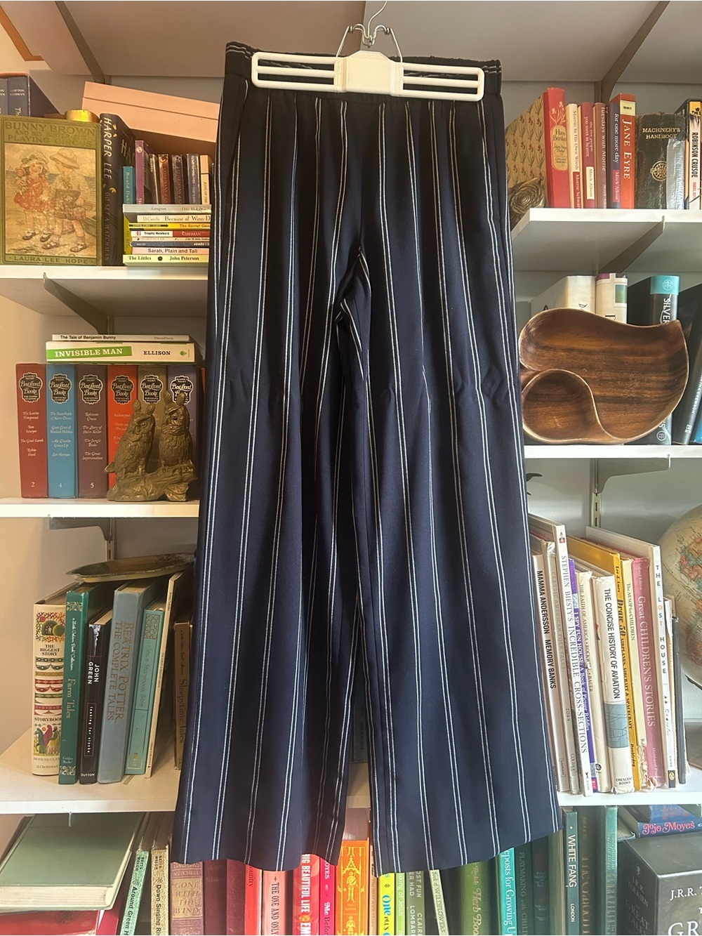 Banana Republic Navy Pinstripe Elastic-Waist Trousers